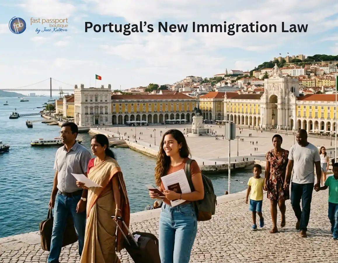 Diverse travelers walking by the Tagus River in Lisbon, Portugal.