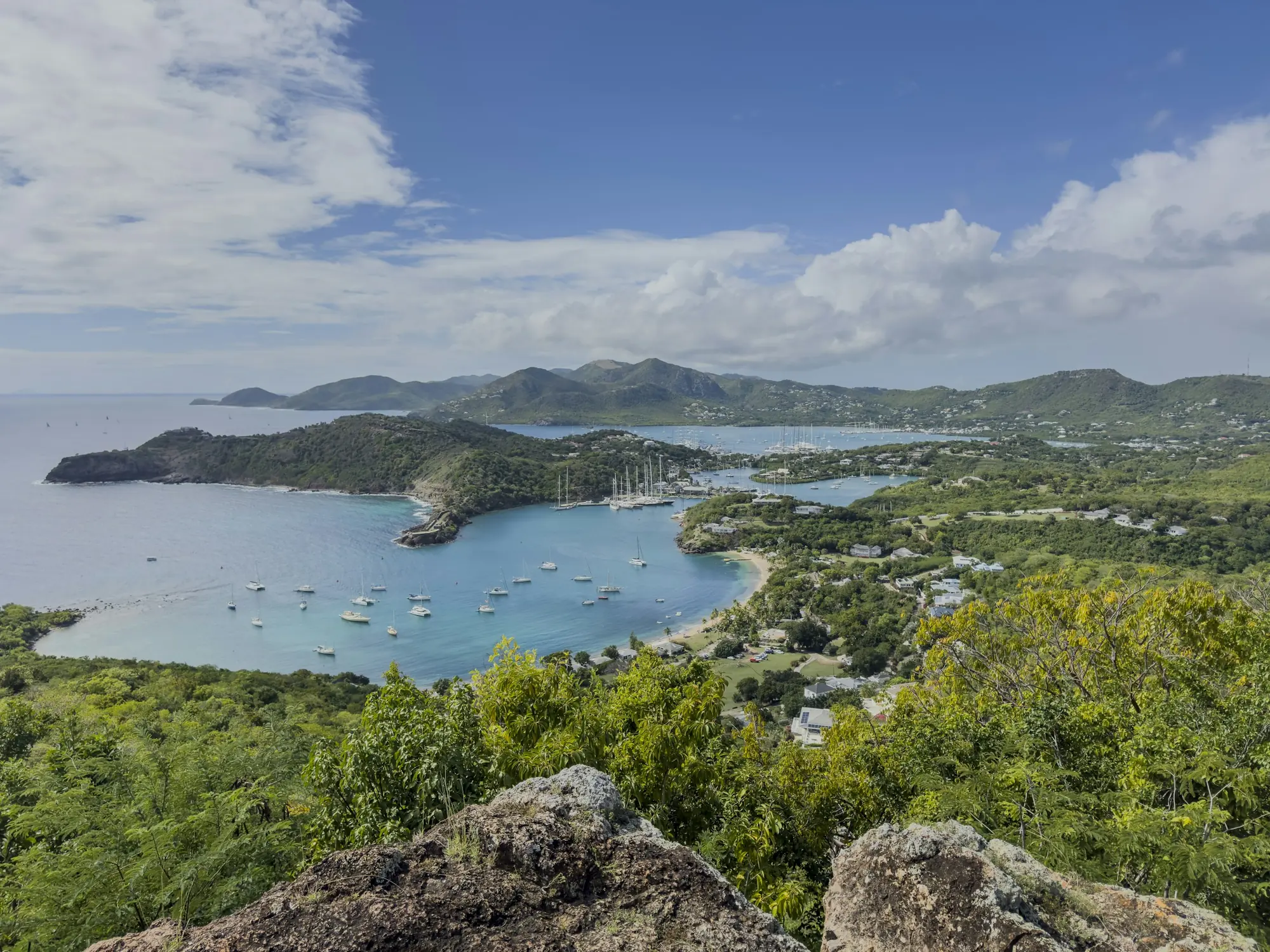English Harbour and the hills of southern Antigua