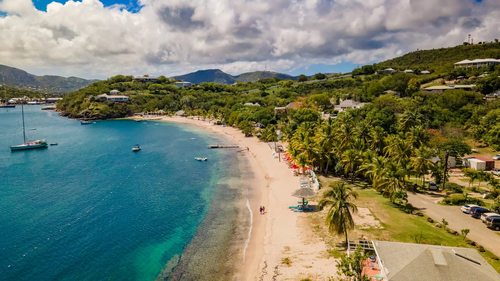 Beachfront villas and palms along a bay in Antigua – Antigua and Barbuda Citizenship by Investment 2026 Cost