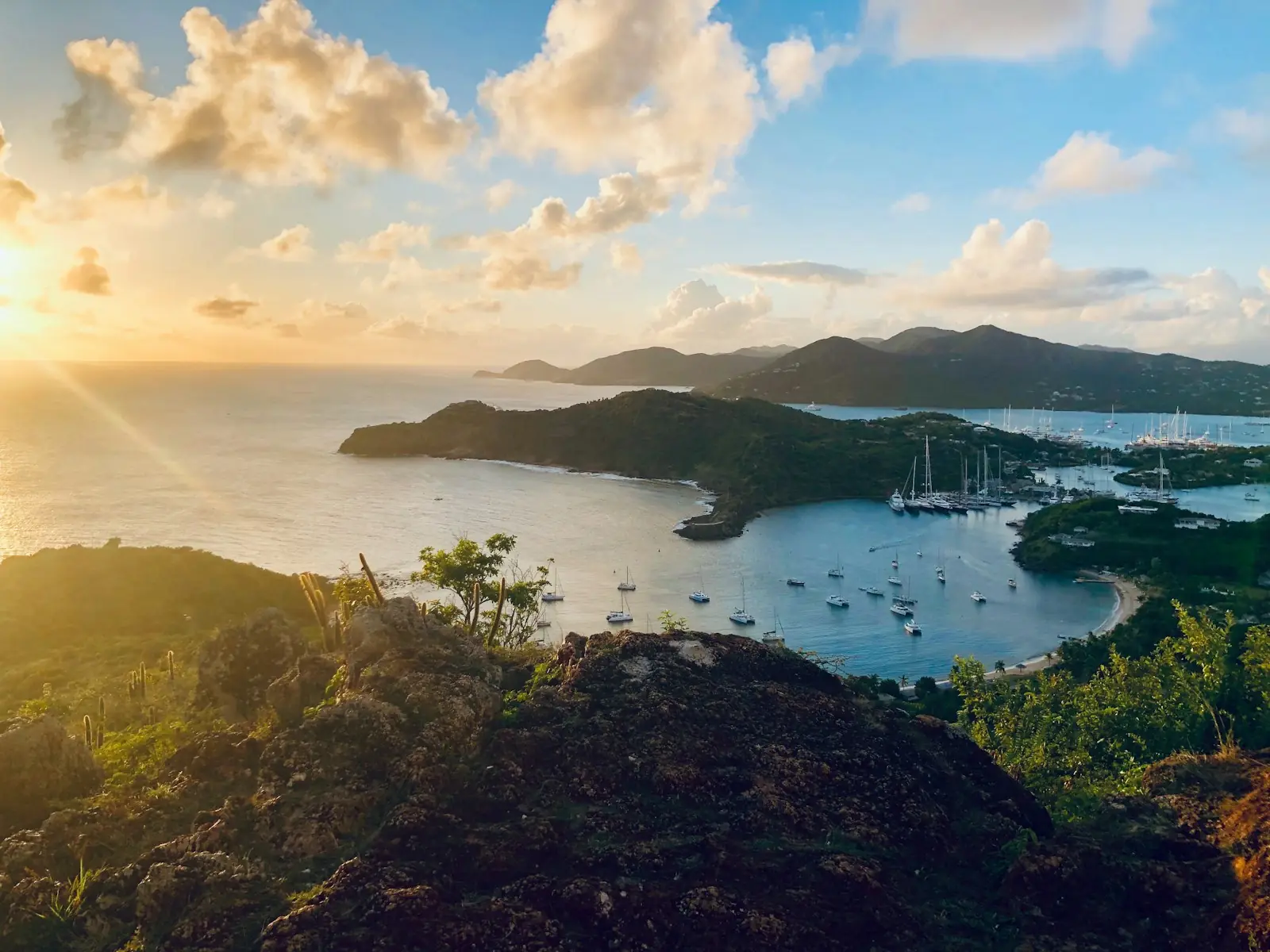 View over English Harbour and Falmouth Harbour from Shirley Heights, Antigua – Antigua and Barbuda Citizenship by Investment 2026 Cost