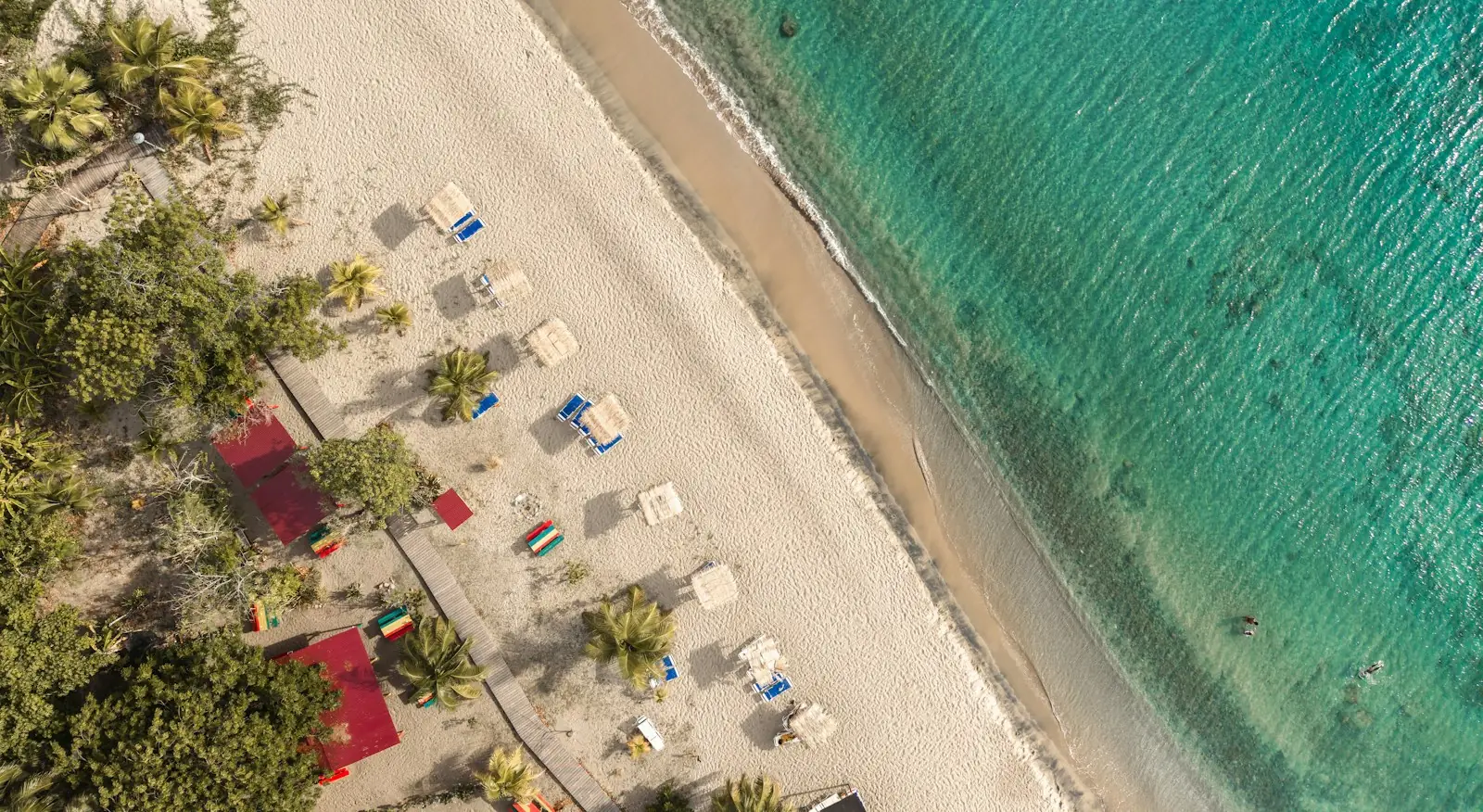 Aerial view of a beach near Charlestown, Nevis – St Kitts and Nevis Citizenship