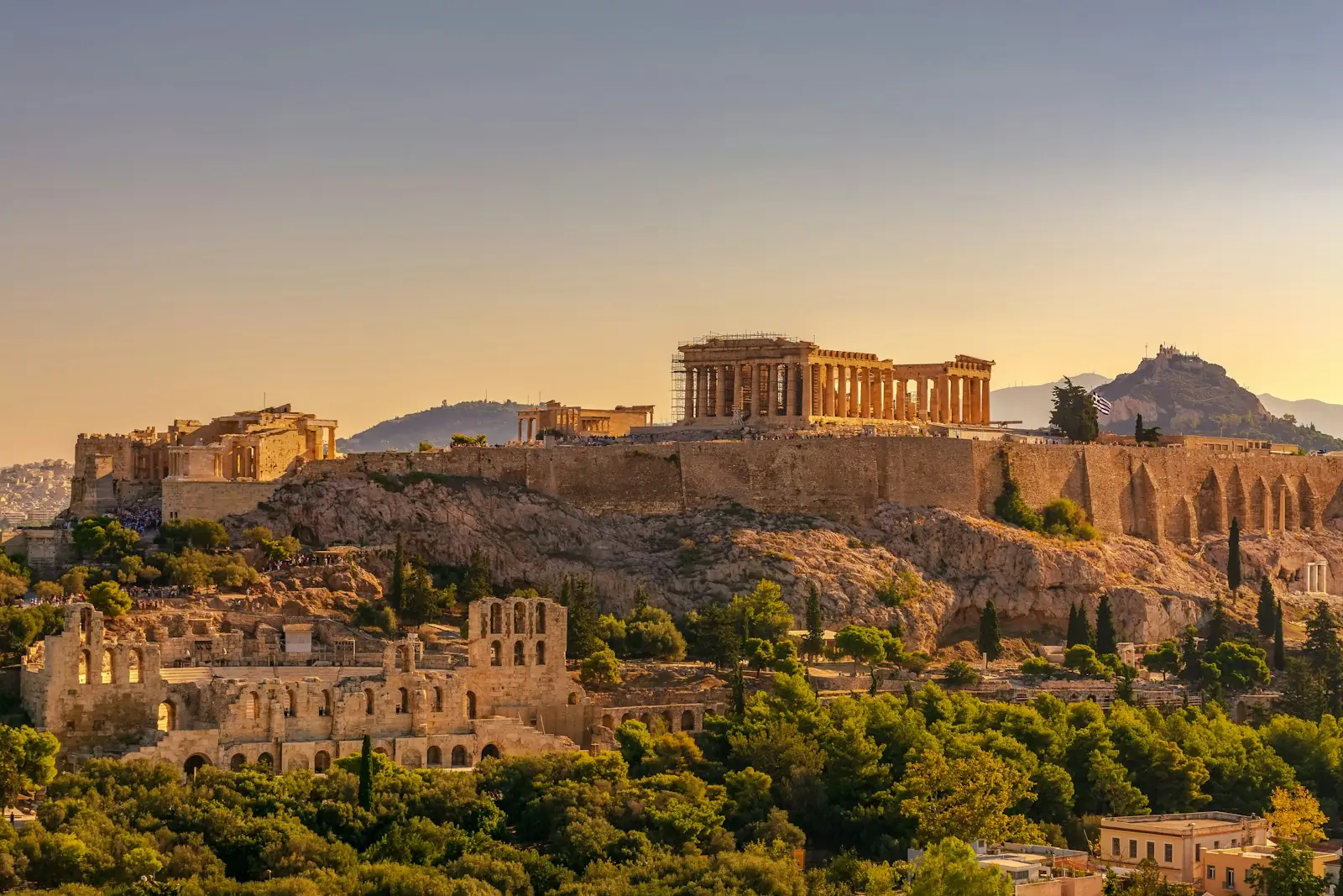The Acropolis above the rooftops of Athens, where the €800,000 golden visa threshold applies