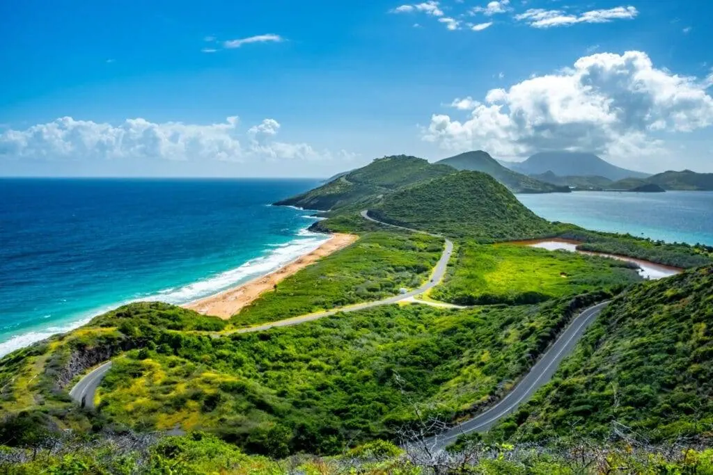 Mountainous shoreline of St. Kitts & Nevis Mountainous shoreline of St. Kitts & Nevis