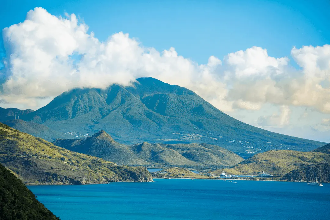 View across the channel from St Kitts to the island of Nevis – St Kitts and Nevis Citizenship