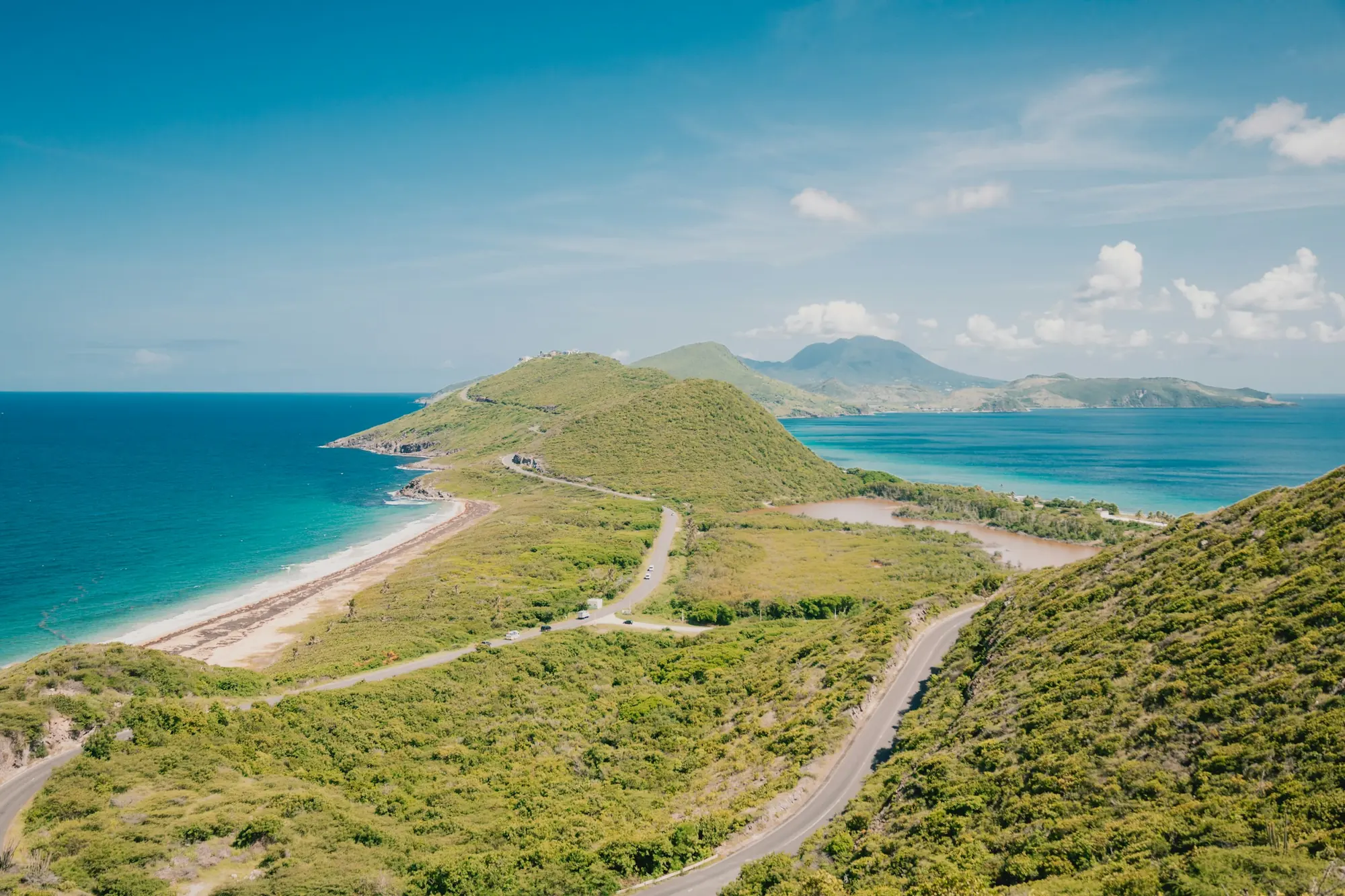 The south-east peninsula of St Kitts with Nevis beyond