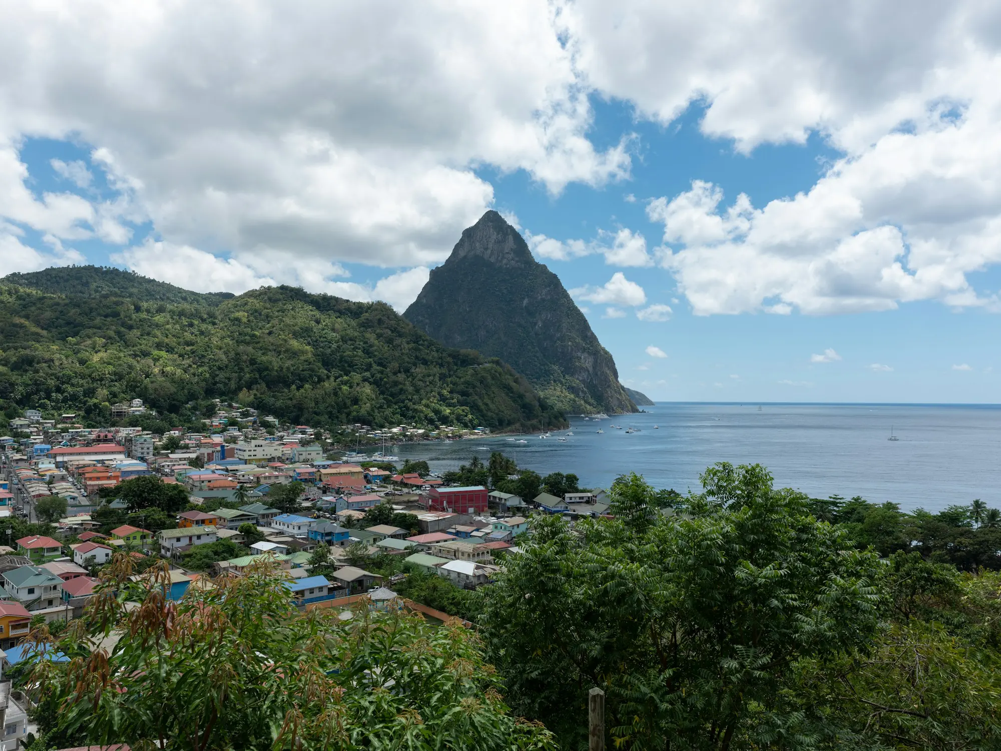 Soufrière, St Lucia, with Petit Piton rising from the sea – Saint Lucia citizenship by investment